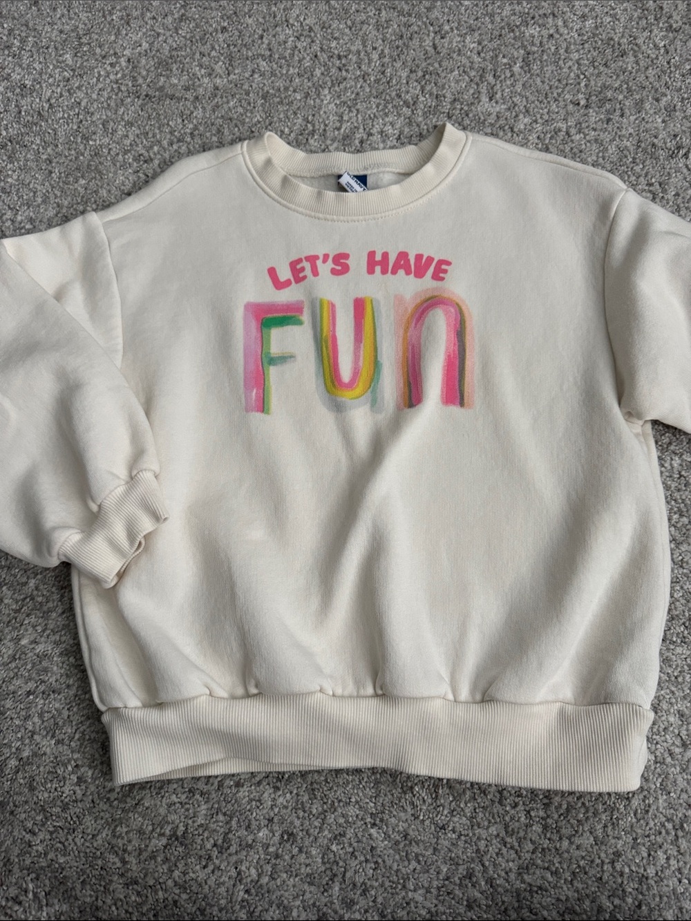 Old Navy Cream Kids Sweatshirt with Colorful "FUN" Graphic